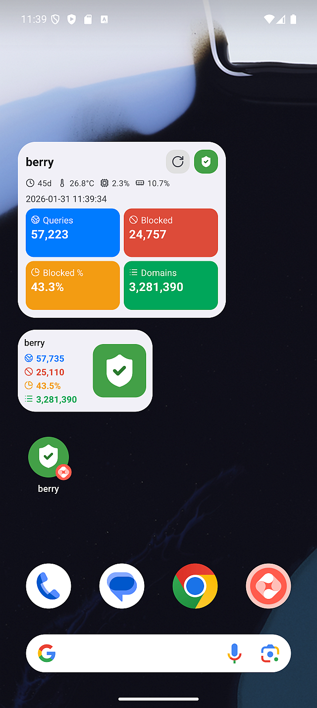 All widgets with blocking enabled